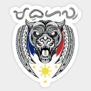 Tribal line Art Tiger / Baybayin word Mabuhay (Long live) Sticker